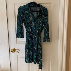 INC L/S Snake Print Dress with belt PETITIE